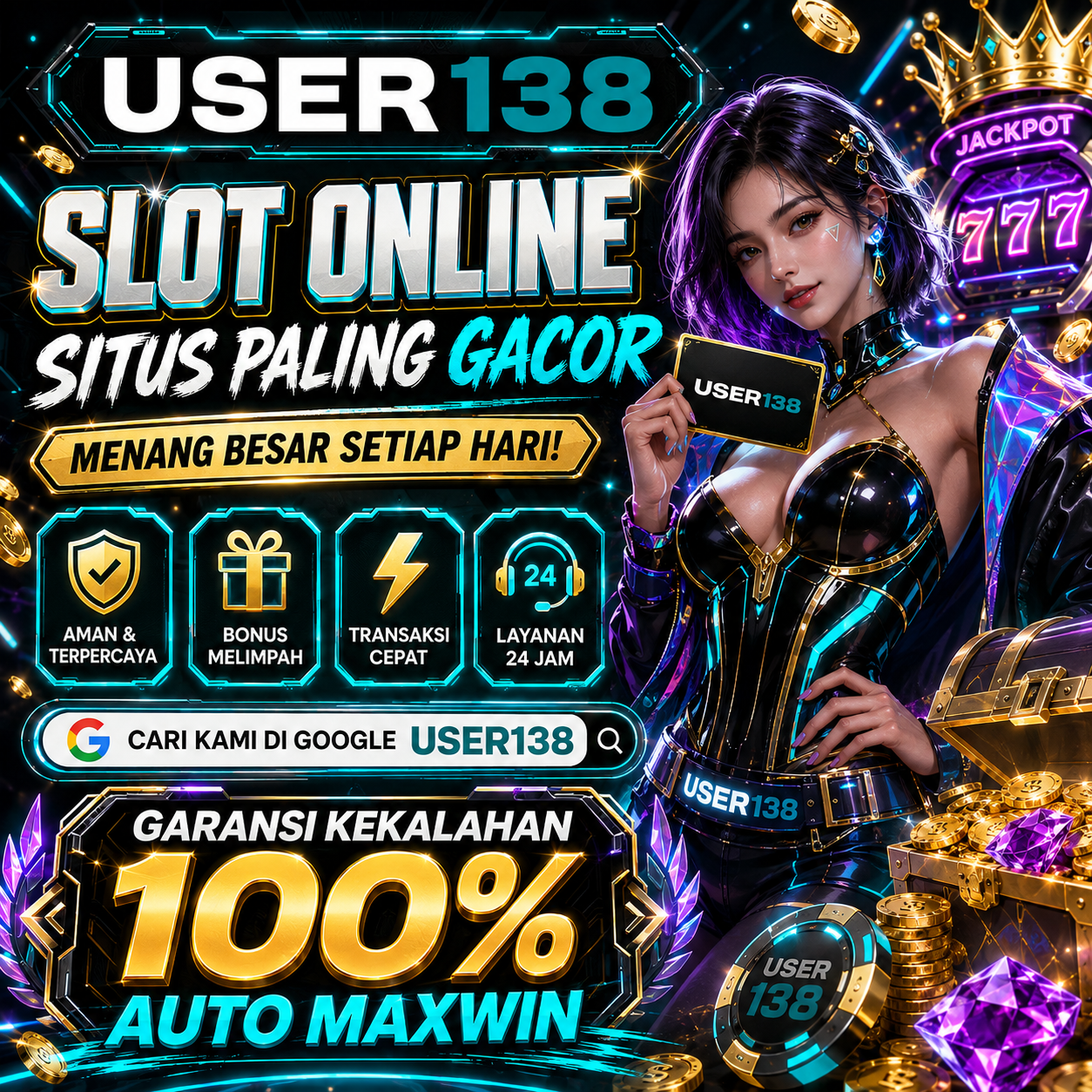 User138 Official Promotional Banner Featuring 100% Protection Guarantee and Fast Transactions